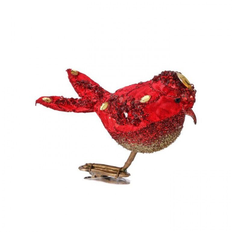 4.5" Jeweled Bird Clip Ornament