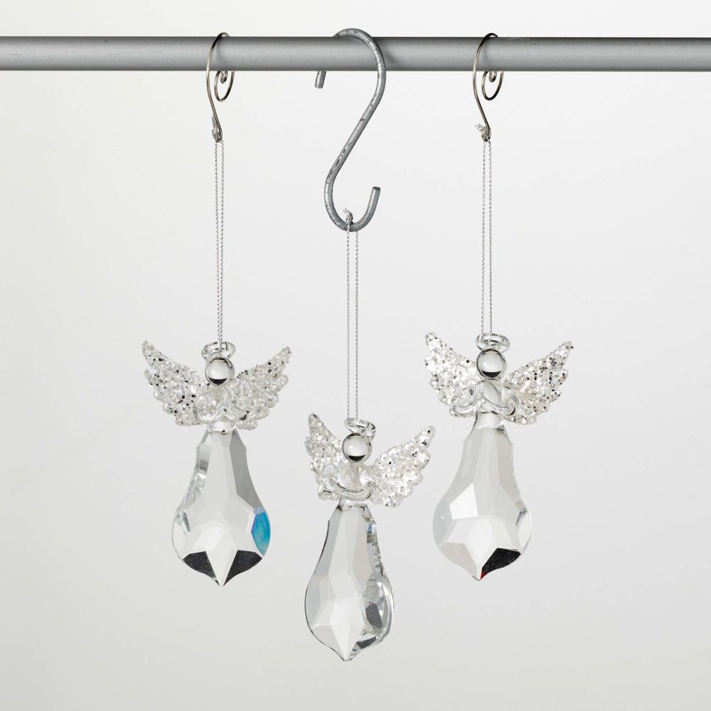 3.5" Angel Crystal Drop Ornament Set