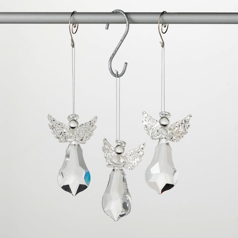 3.5" Angel Crystal Drop Ornament Set