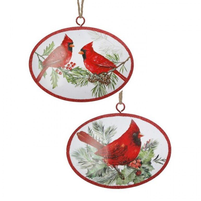 5" Double/Single Cardinal Branch Ornament