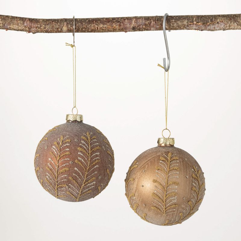 4" Glass Leaf Ball Ornament