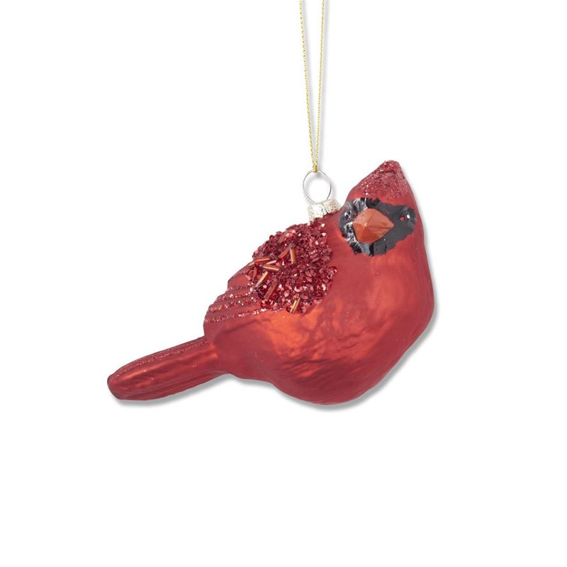 Glittered Glass Cardinal Ornament