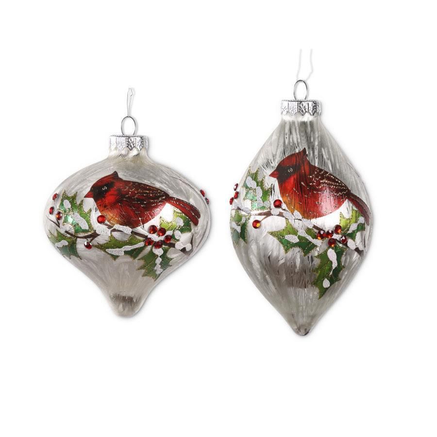 White Glass Cardinal Ornament