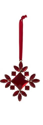 3.5" Square Jeweled Snowflake Ornament