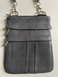 Hip Klip Leather W/Fringe Grey