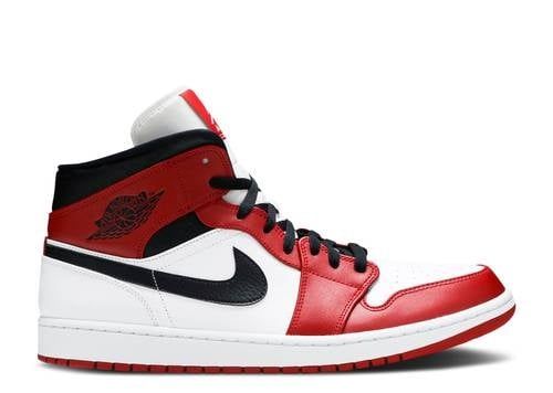 Jordan 1 Mid Chicago White Heel 