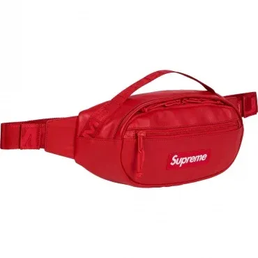 Supreme Leather Waist Bag (FW23), Color: Red