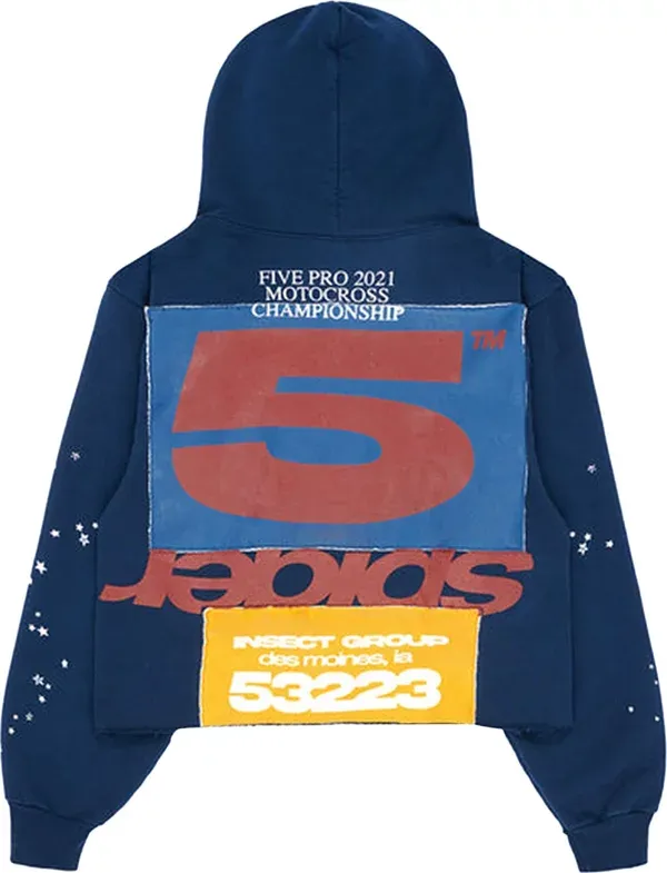 Sp5der Hoodie Brown Letter Navy