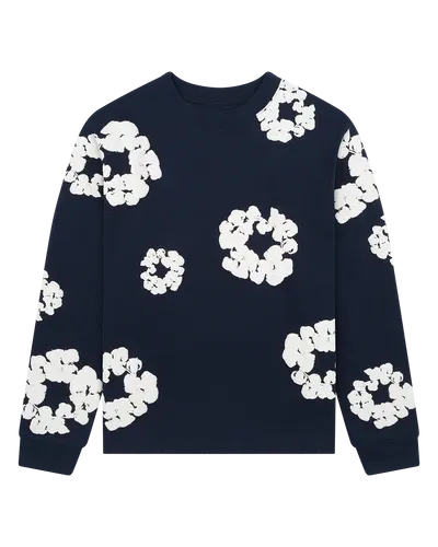 Long Sleeve Cotton Wreath Tee Navy