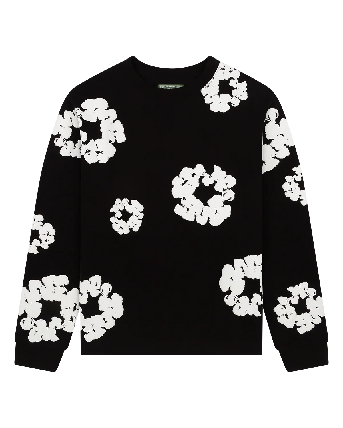 Long Sleeve Cotton Wreath Tee Black