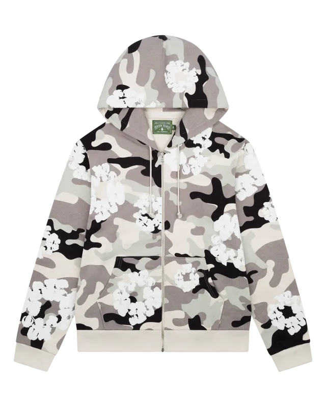 Denim Tears Cotton Wreath Zip Hoodie White Camo