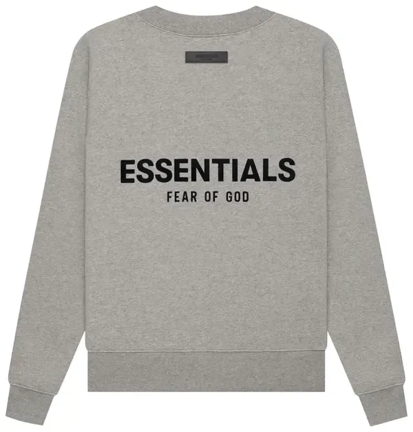 Essentials Dark Oat Crewneck 2022 Fuzzy Front And Back Logo 