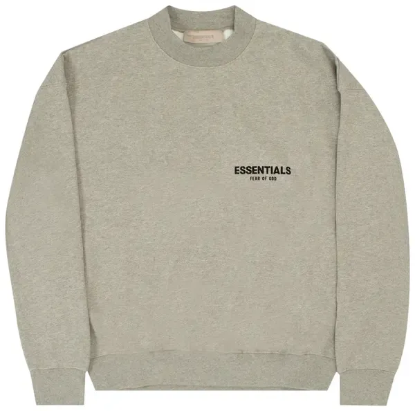 Essentials Dark Oat Crewneck 2022 Fuzzy Front And Back Logo 
