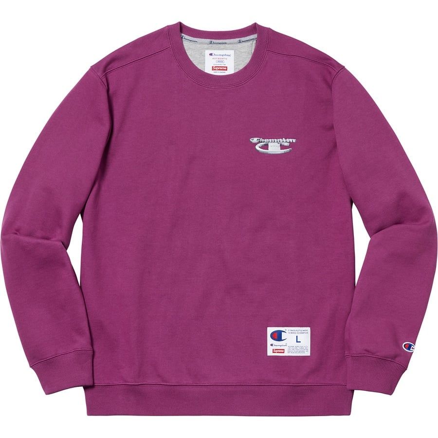 Supreme x Champion 3D Metallic Crewneck Purple 