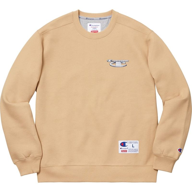 Supreme x Champion 3D Metallic Crewneck Tan