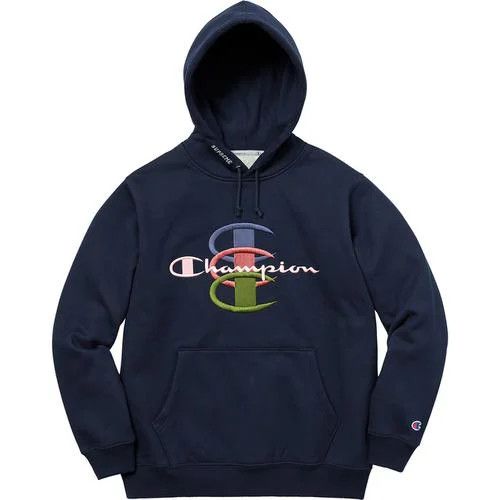 Supreme x Champion Stacked C Hoodie Navy