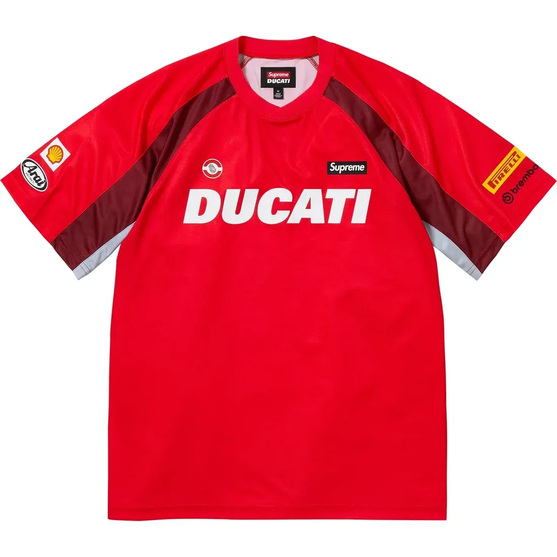 Supreme x Ducati Soccer Jersey SS24, Color: Red, Size: S
