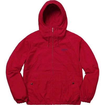 Supreme Cotton Hooded Raglan Jacket Red