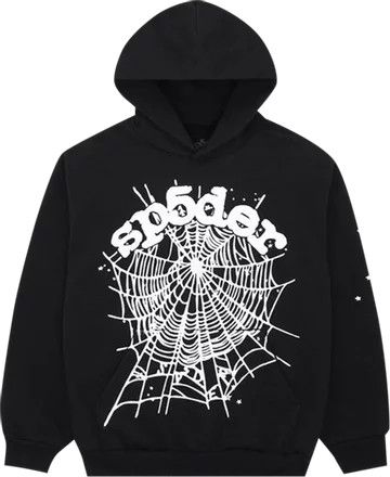 Sp5der Hoodie Web Black White 