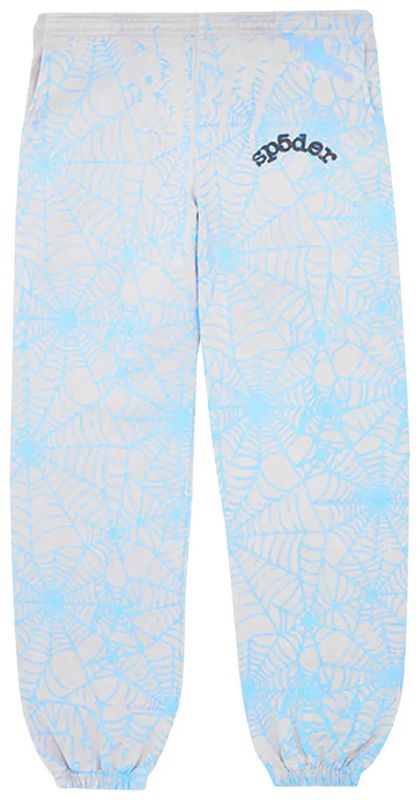 Sp5der Grey/ blue web Sweatpants