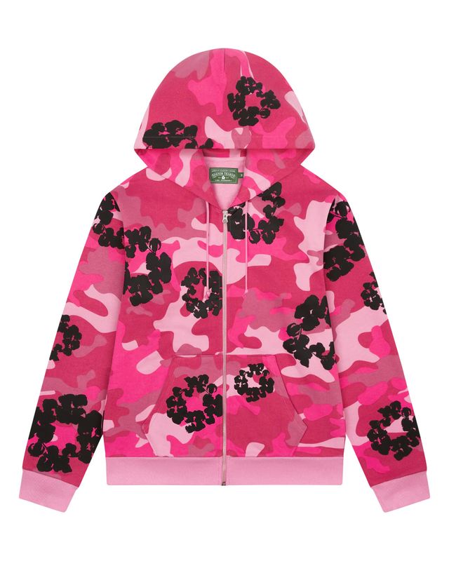 Denim Tears Cotton Wreath Zip Hoodie Pink Camo