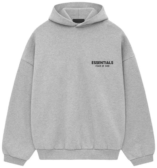 Essentials Hoodie Light Heather Front and Back Logo