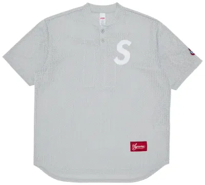 Supreme S Logo Baseball Jersey Grey
