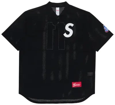 Supreme S Logo Baseball Jersey Black