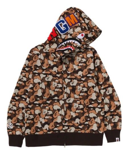 A Bathing Ape Camo THINK 1st Anniversary Shark  Full Zip Hoodie , Size: S
