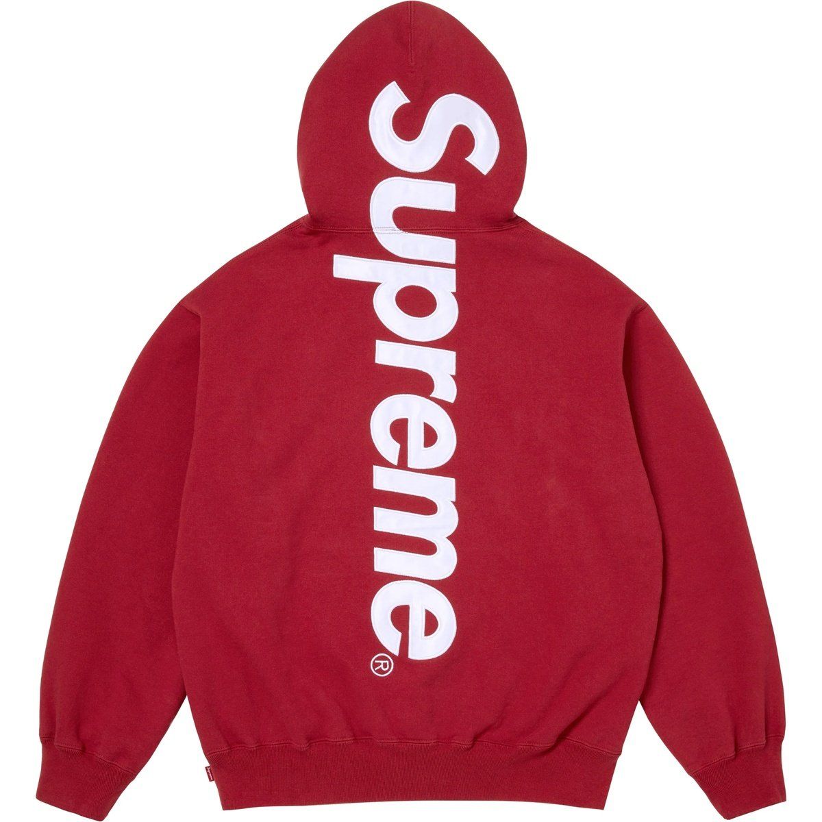 Supreme FW25 Satin Appliqué Hooded Sweatshirt Dark Red, Size: M