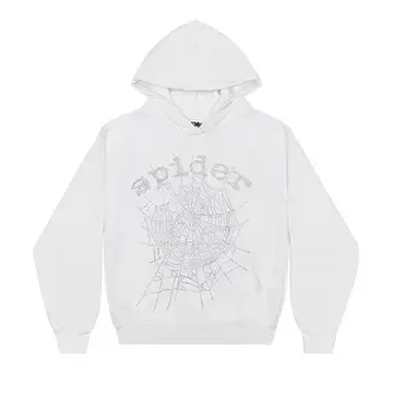 Sp5der OG Rhinestone Hoodie White