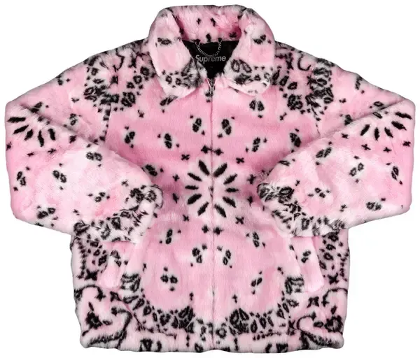 Supreme Bandana Faux Fur Bomber Jacket Pink