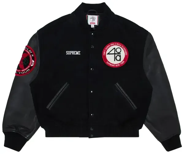 Supreme 40 Acres Malcolm X Varsity Jacket Black