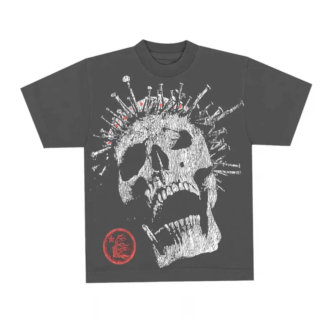 Hellstar Tee 'Red Rhinestone Skull' Grey 
