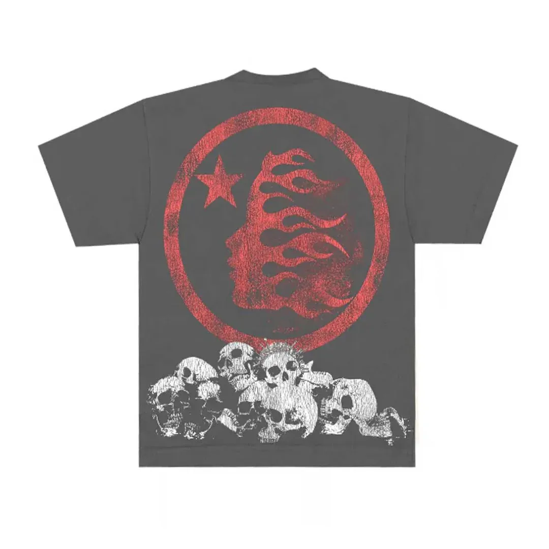 Hellstar Tee 'Red Rhinestone Skull' Grey 