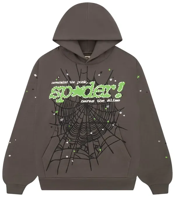 Sp5der Hoodie 'Punk Green/Grey' 