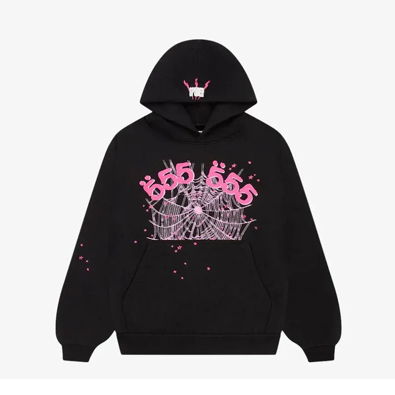 Sp5der Hoodie 'Black/555 Pink Web'