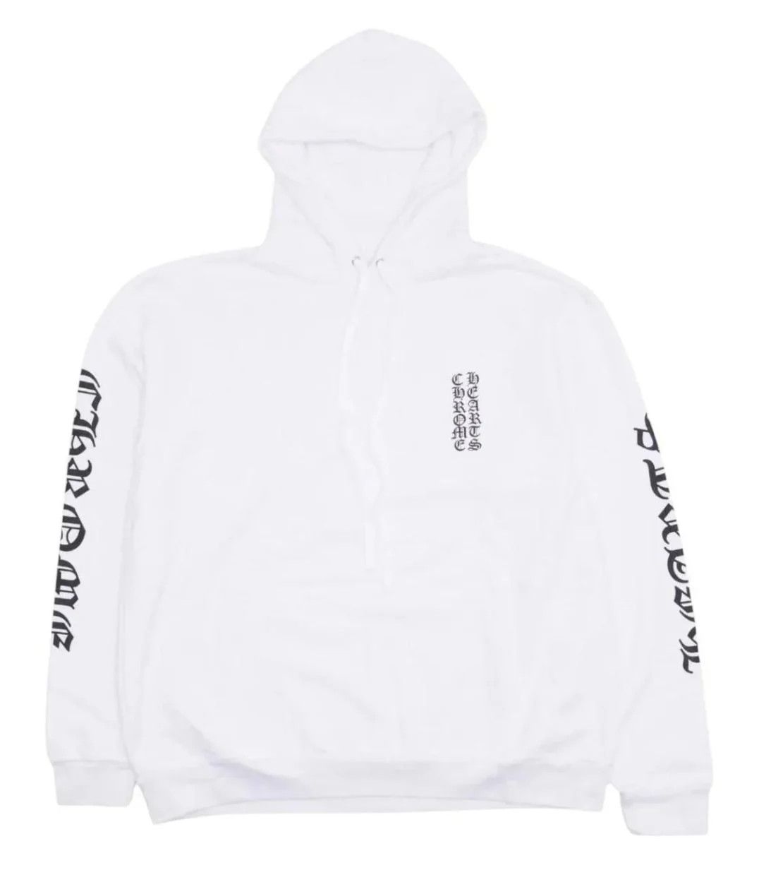 Chrome Hearts Hoodie 'Black Vertical Logo' White, Size: M