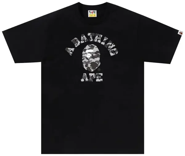 Bape Tee College Dark Grey Camo Letters-