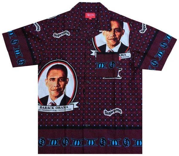 Supreme Obama Button Up Shirt Maroon, Size: L