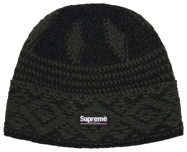 Supreme Beanie 'FW25 Diamond Knitted', Color: Black, Grey