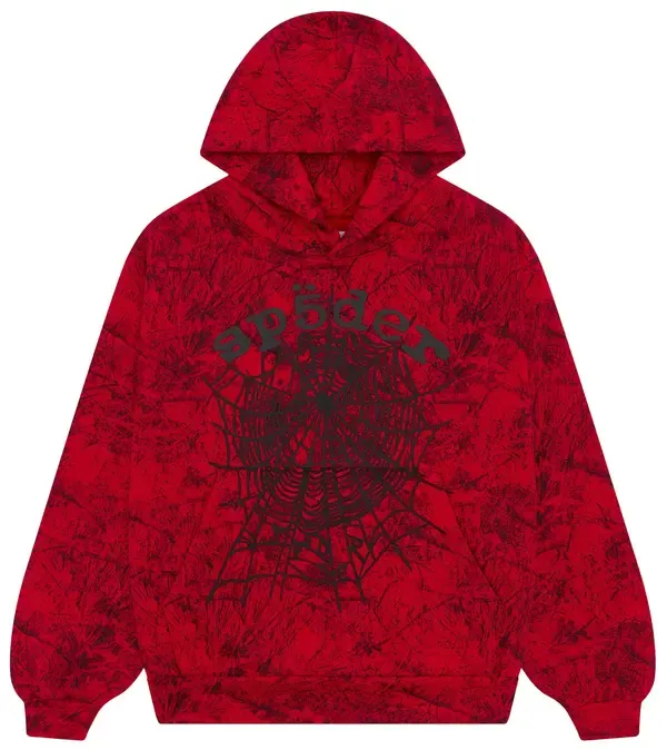 Sp5der Hoodie 'Black/Red Camo Web'
