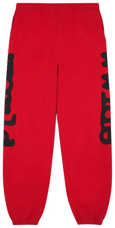 Sp5der Sweatpants 'Beluga Black Worldwide Logo' Red