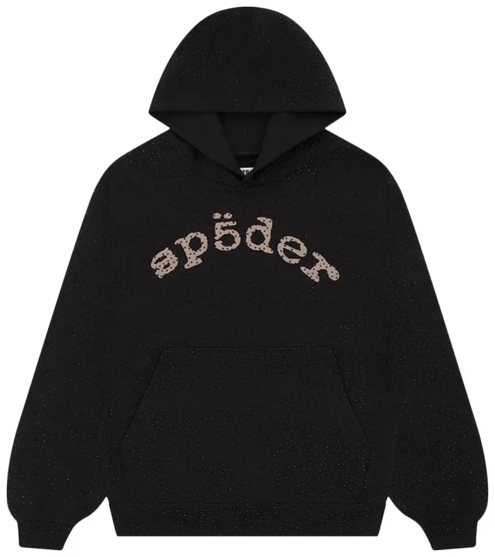 Sp5der Hoodie Rhinestone  'VVS Grey Sp5der Black'