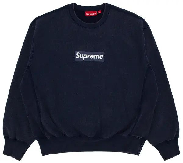 Supreme Crewneck 'SS25 Washed Box Logo', Color: Navy | Navy, Size: S