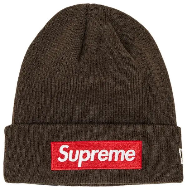 Supreme Beanie 'FW22 Box Logo', Color: Brown, Red Logo