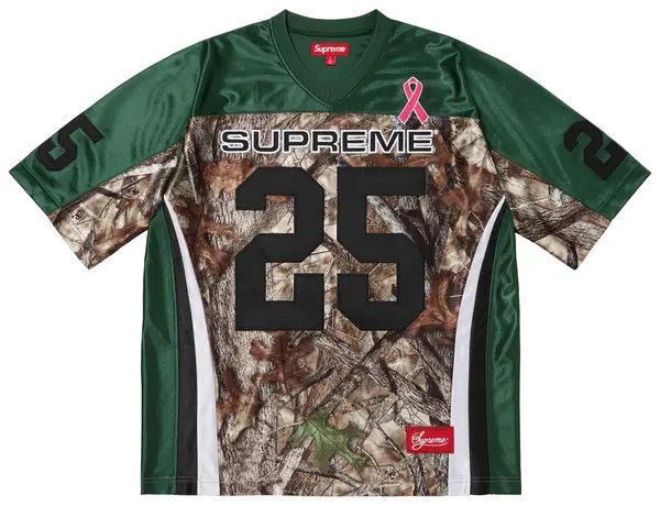 Supreme  Football Jersey 'FW25 Breast Cancer Awareness', Color: Green, Size: S
