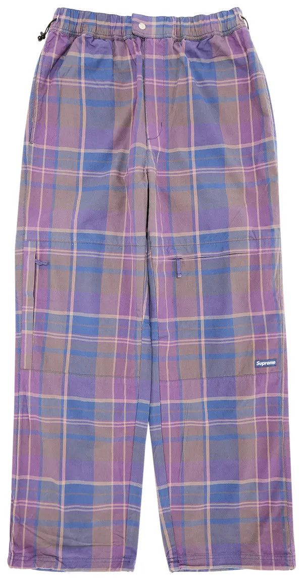 Supreme Cinch Pants 'SS24 Cotton Plaid', Color: Purple, Size: M
