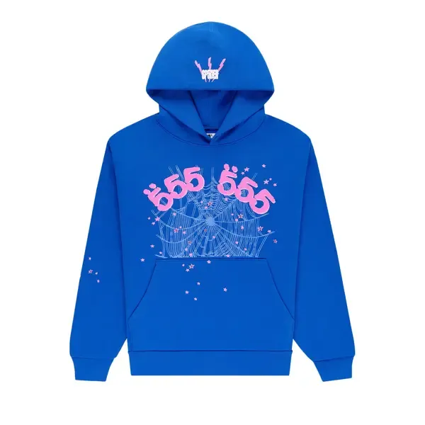 Sp5der Hoodie 'Blue/555 Pink Web'
