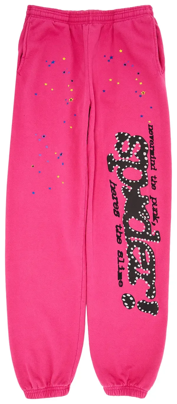 Sp5der Sweatpants 'Black Sp*der! Logo' Pink